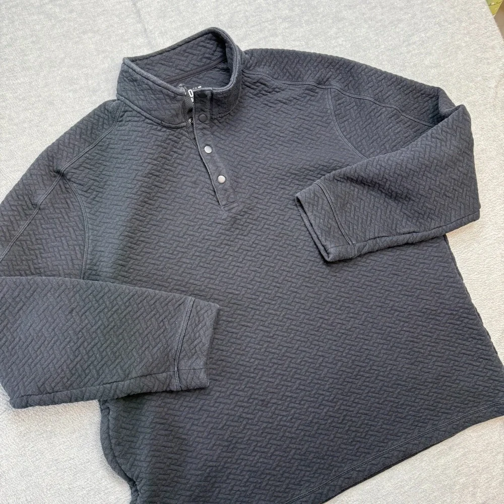 Rhone Sweater Mens‎ 2XL Faded Charcoal Black Weekender Quilted 1/4 Snap Pullover